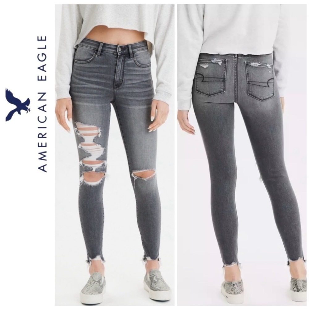 AE American Eagle Outfitters Grey Jegging Jeans 0